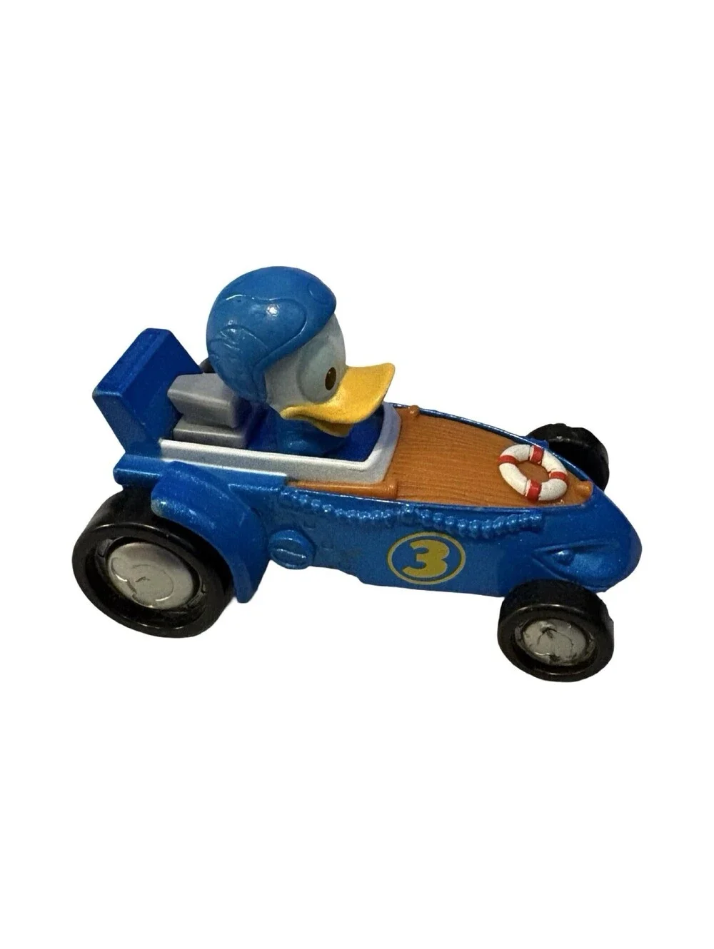 Donald Duck In Blue Racecar Die-cast Disney 3.5” Plastic Toy